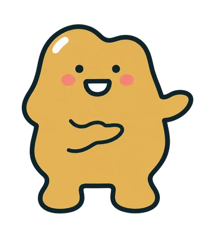 A yellow blob pointing the way with an open hand